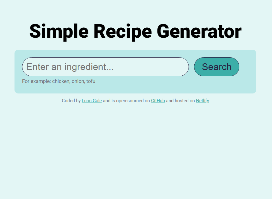 Recipe Generator AI created by LGT