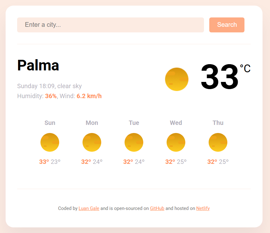 Weather App created by LGT