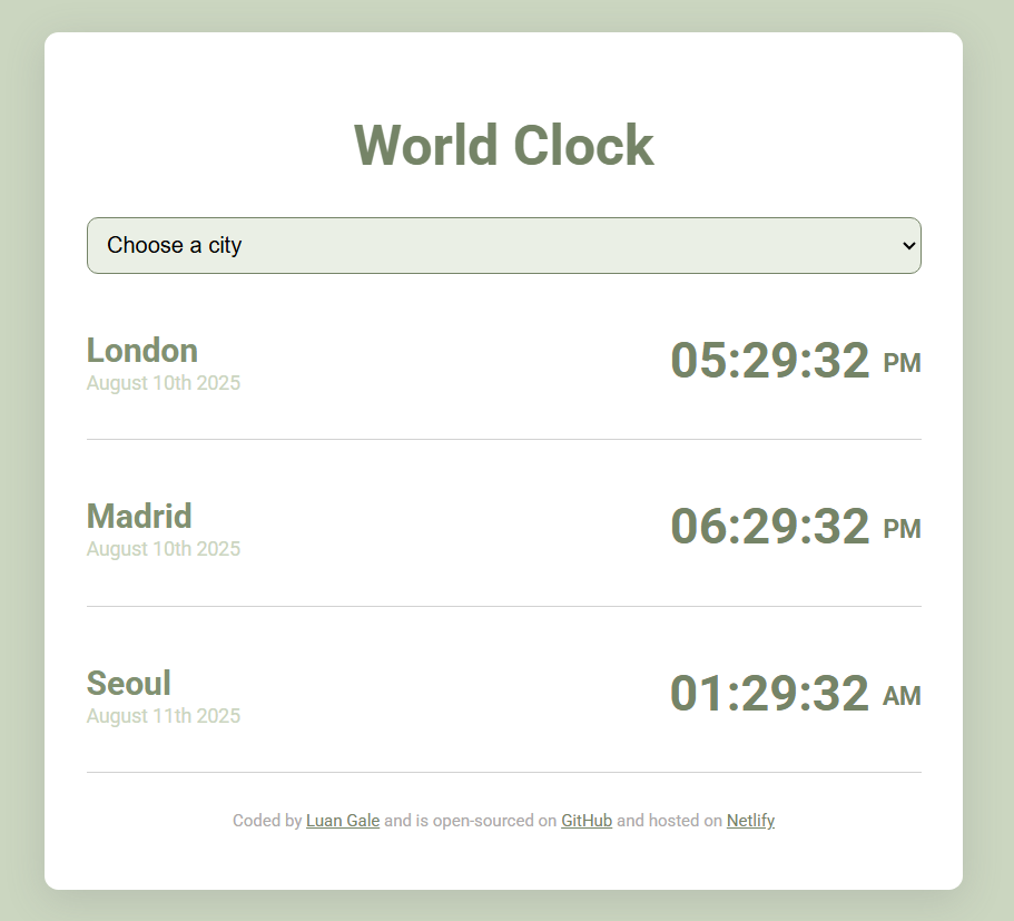 World Clock created by LGT